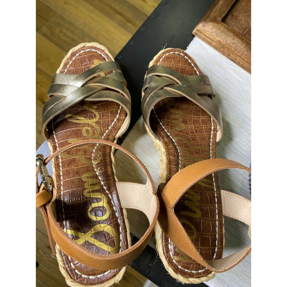 Sam Edelman Darline Gold Espadrille Platform Wedge - Picture 8 of 9